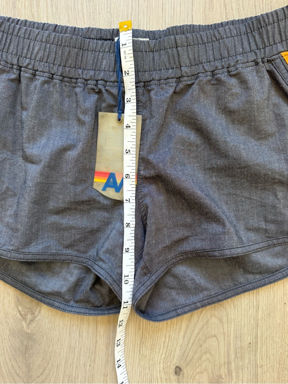 Aviator Nation Charcoal Athletic Shorts with Red & Orange Stripe Accents - Picture 9 of 12